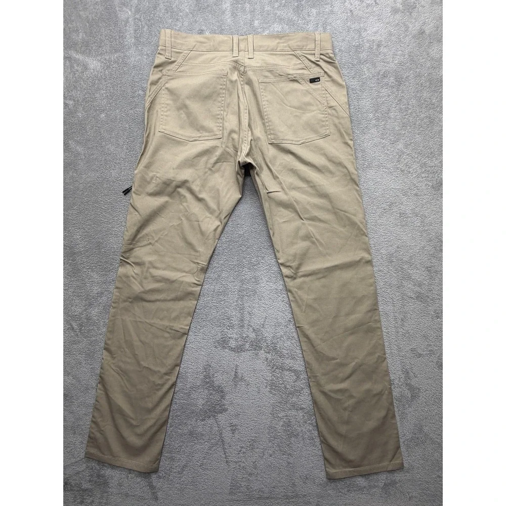 Oakley Pants Mens Measured 36x33 Beige Chino Slim Fit Canvas‎ Pockets Straight